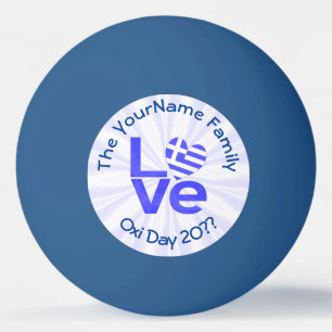 Greece Heart Flag Blue LOVE Personalised  Ping Pong Ball