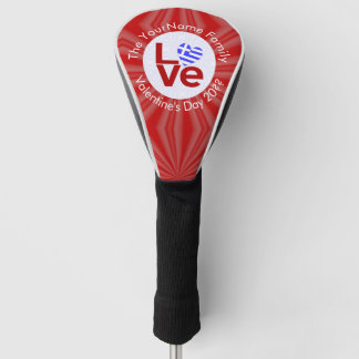 Greece Heart Flag Red LOVE Personalised Golf Head Cover