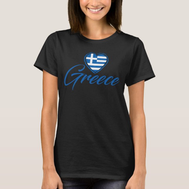 Greece Heart Flag Women's Black T-Shirt (Front)