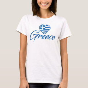 Greece Heart Flag Women's White T-Shirt