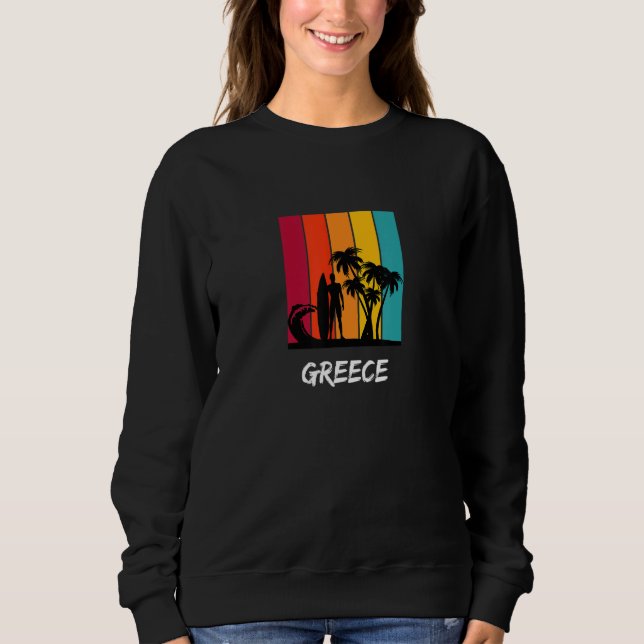 Greece Holiday Vacation Souvenir Retro Surfing Sweatshirt (Front)