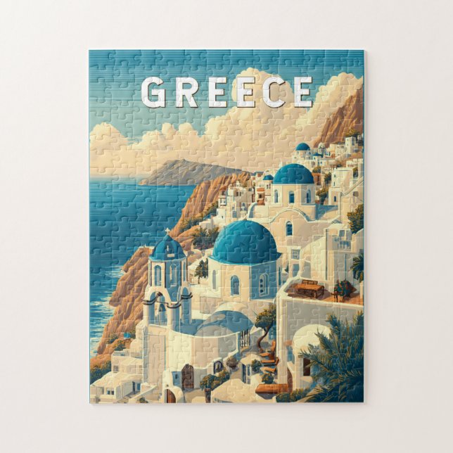 Greece Illustration Travel Art Vintage Jigsaw Puzzle (Vertical)