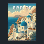 Greece Illustration Travel Art Vintage Postcard<br><div class="desc">Greece retro vector travel design. Greece is a timeless destination offering sun-soaked islands,  ancient ruins,  and vibrant culture,  from the Parthenon in Athens to the whitewashed villages of the Cyclades.</div>