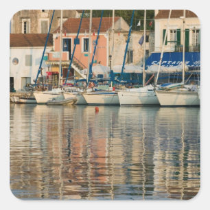 GREECE, Ionian Islands, KEFALONIA, Fiskardo: Square Sticker