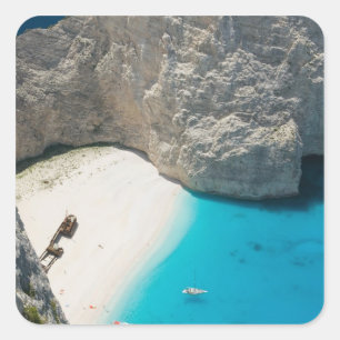 GREECE, Ionian Islands, ZAKYNTHOS, SHIPWRECK Square Sticker