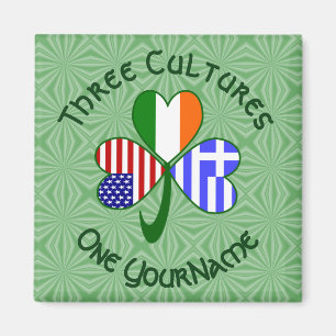 Greece Ireland USA Shamrock Personalised Text  Magnet