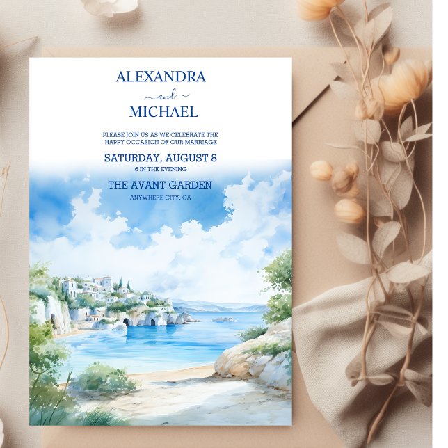 Greece landscape Santorini Wedding Invitation (Creator Uploaded)