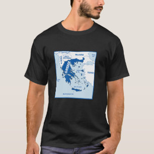 Greece Map in flag colours. Surrounding countries T-Shirt
