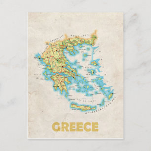 Greece map postcard
