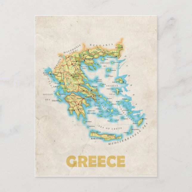 Greece map postcard (Front)