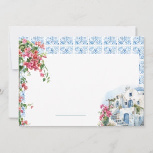 Greece Mediterranean Floral Tile Wedding Place  Invitation