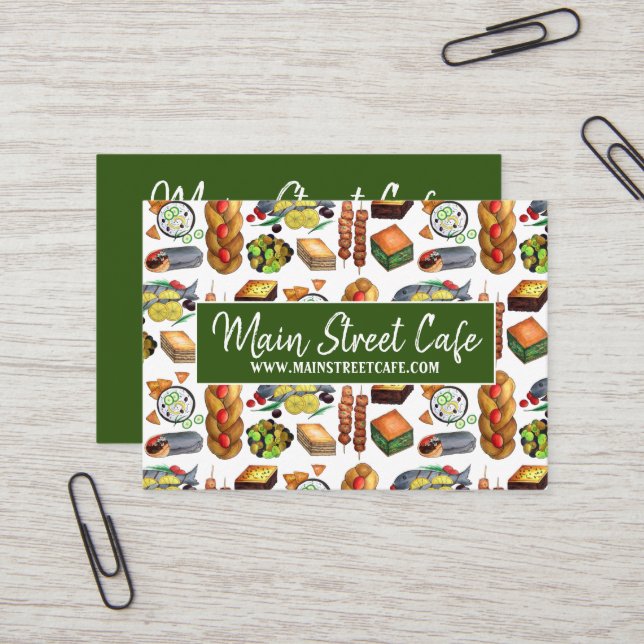 Greece Mediterranean Food Greek Diner Restaurant Business Card (Front/Back In Situ)