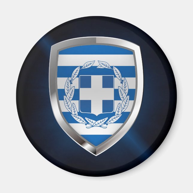 Greece Metallic Emblem Magnet (Front)