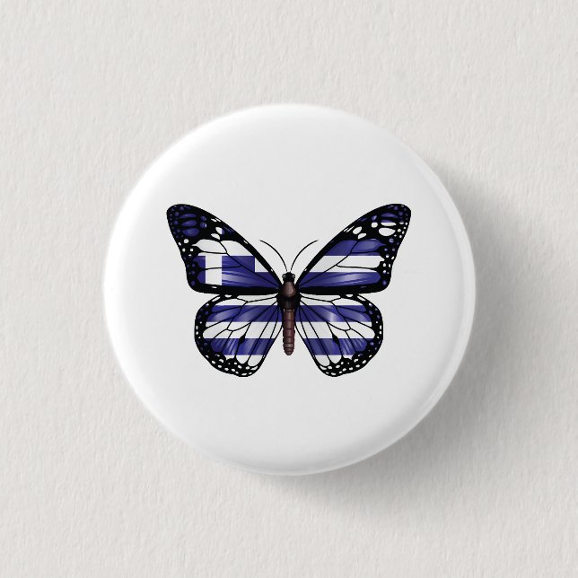 Greece Monarch Butterfly Flag 3 Cm Round Badge (Front)