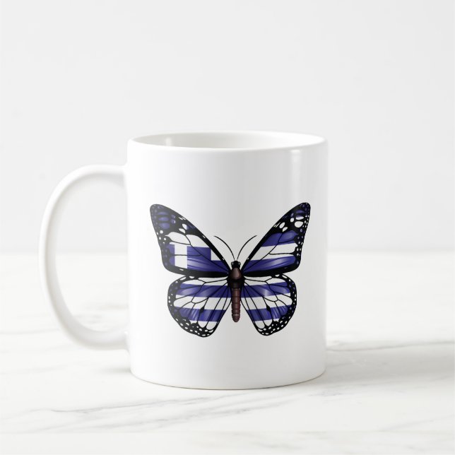 Greece Monarch Butterfly Flag Coffee Mug (Left)