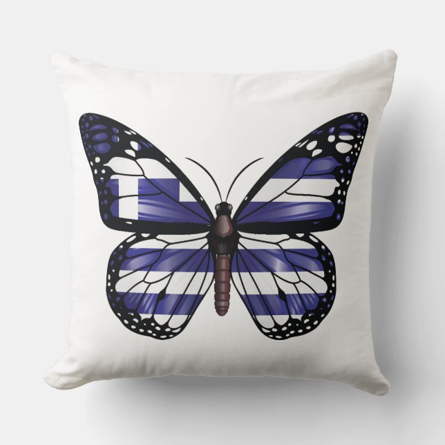 Greece Monarch Butterfly Flag Cushion (Front)