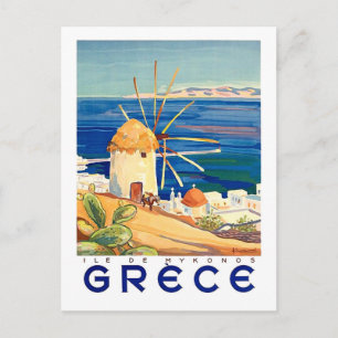 Greece, Mykonos isle, windmill by the sea Postcard
