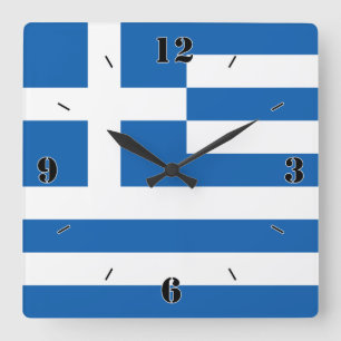 Greece National Flag Patriotic Square Wall Clock