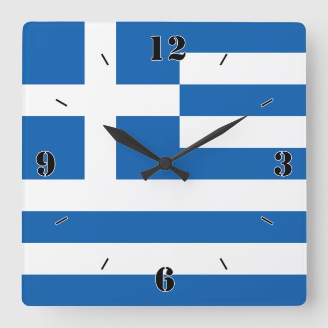 Greece National Flag Patriotic Square Wall Clock (Front)
