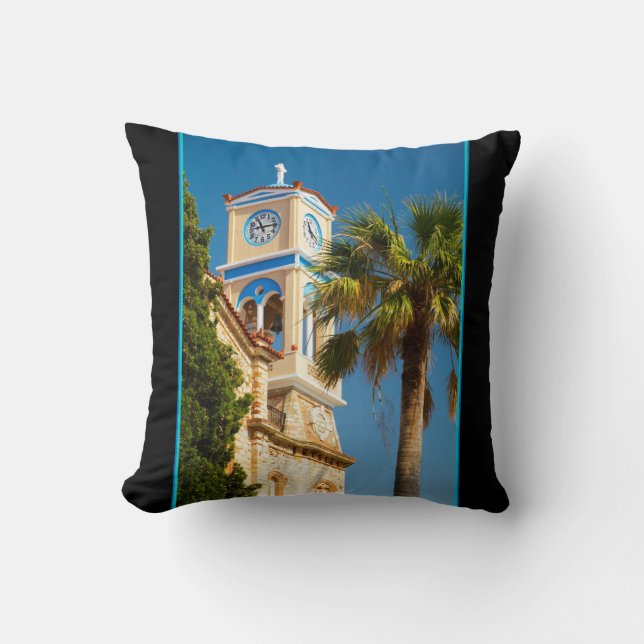 Greece - Orthodox Greek Church with Palm Tree Cushion (Front)