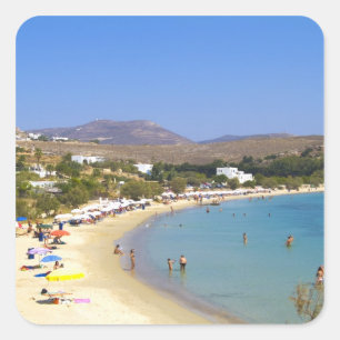 Greece, Paros Island, Krios Beach from above Square Sticker