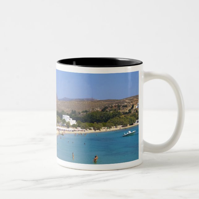 Greece, Paros Island, Krios Beach from above Two-Tone Coffee Mug (Right)