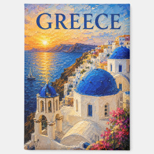 Greece: Radiant Sunset Santorini Art Souvenir Magnet