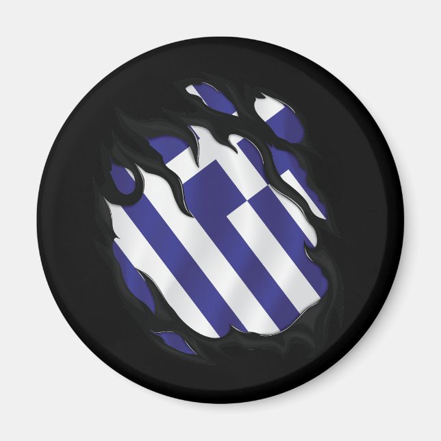 Greece Ripped Flag Magnet (Front)