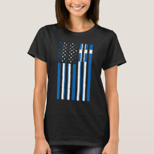 Greece Roots Usa Flag Heritage Half Greek American T-Shirt