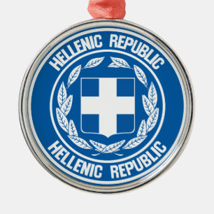 Greece Round Emblem Metal Ornament