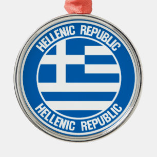 Greece Round Emblem Metal Ornament