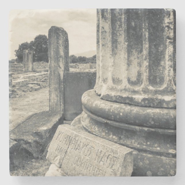 Greece, ruins of ancient city stone coaster (Front)