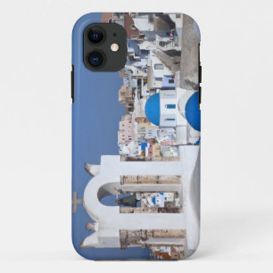 Greece, Santorini. Bell tower and blue domes of 2 iPhone 11 Case