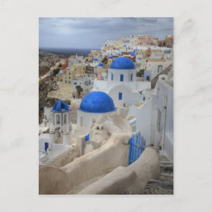 Greece, Santorini. Bell tower and blue domes of 3 Postcard
