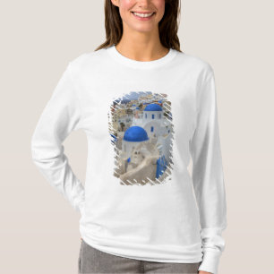 Greece, Santorini. Bell tower and blue domes of 3 T-Shirt