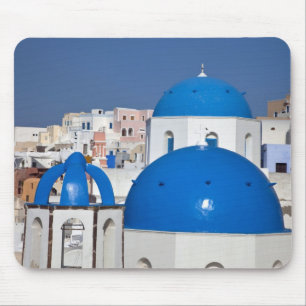 Greece, Santorini. Bell tower and blue domes of Mouse Pad
