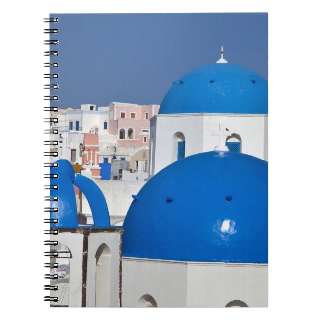 Greece, Santorini. Bell tower and blue domes of Notebook (Front)