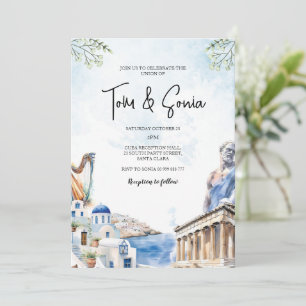 Greece Santorini Landscape Wedding Destination Invitation