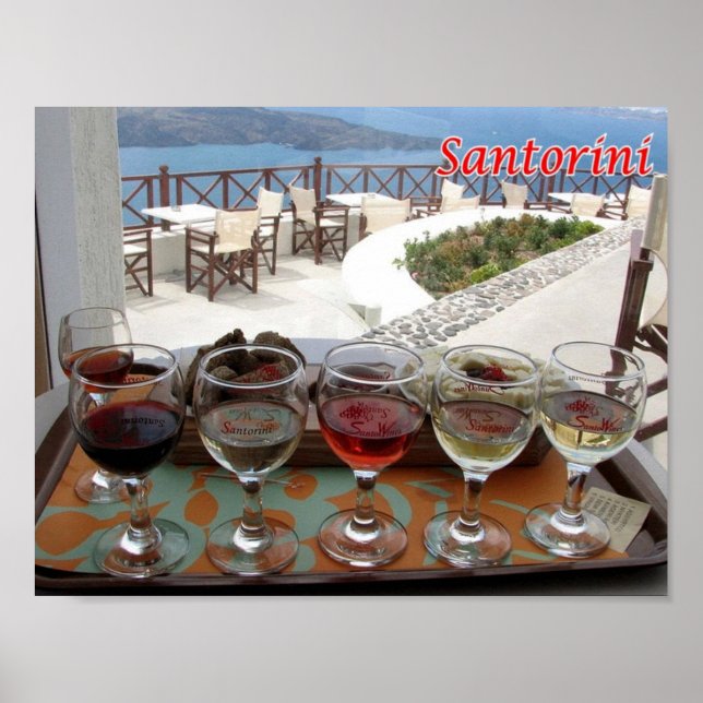 Greece - Santorini - Thera - Thira - Wine - Poster (Front)