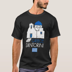 Greece Santorini Traditional White Church With Blu T-Shirt