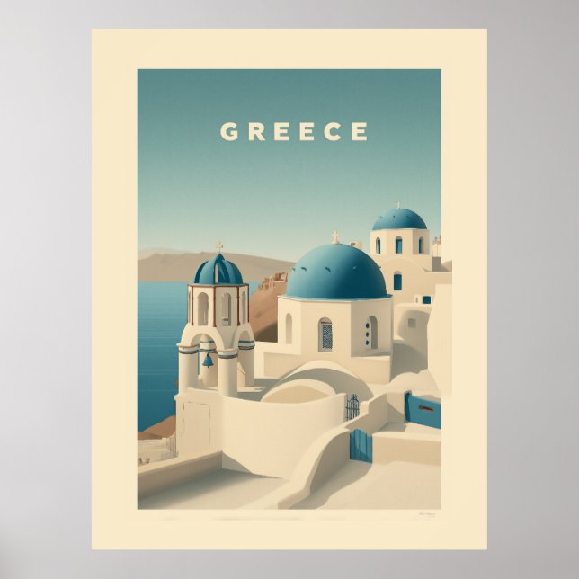 Greece Santorini Travel Poster (Front)