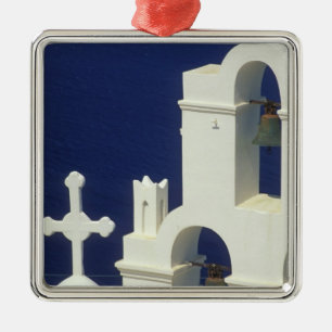 Greece, Santorini. View of a Greek church and Metal Ornament