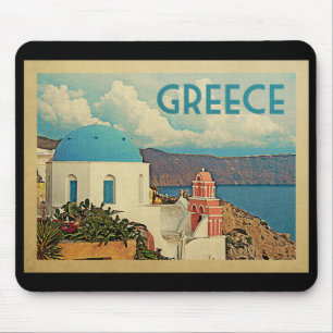 Greece Santorini Vintage Travel Mouse Pad