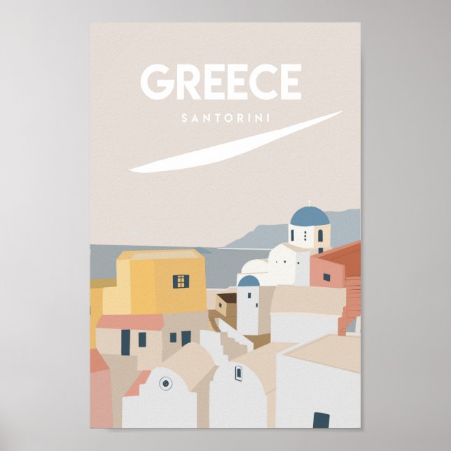 Greece santorini vintage travel poster (Front)