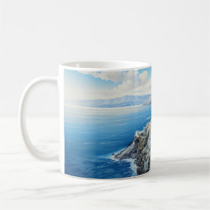 Greece Santorini Watercolour Painting Design.  Coffee Mug