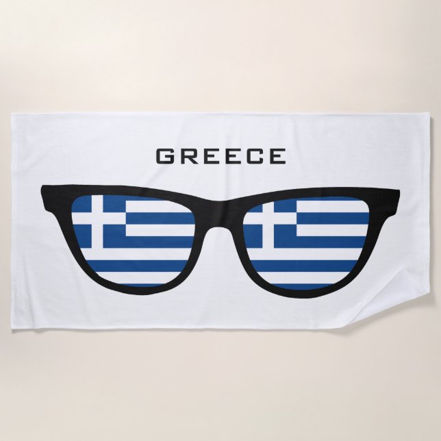 GREECE Shades custom text beach towel (Front)