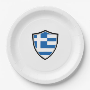 Greece shield flag paper plate
