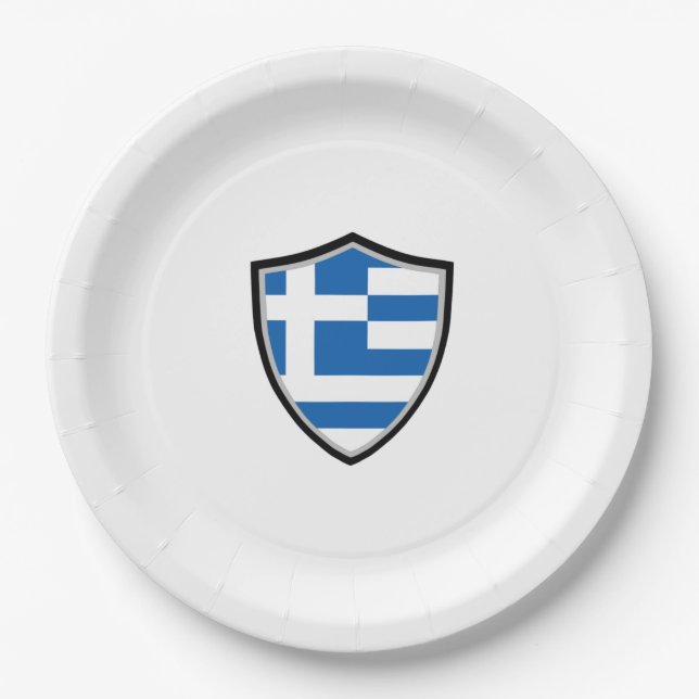 Greece shield flag paper plate (Front)