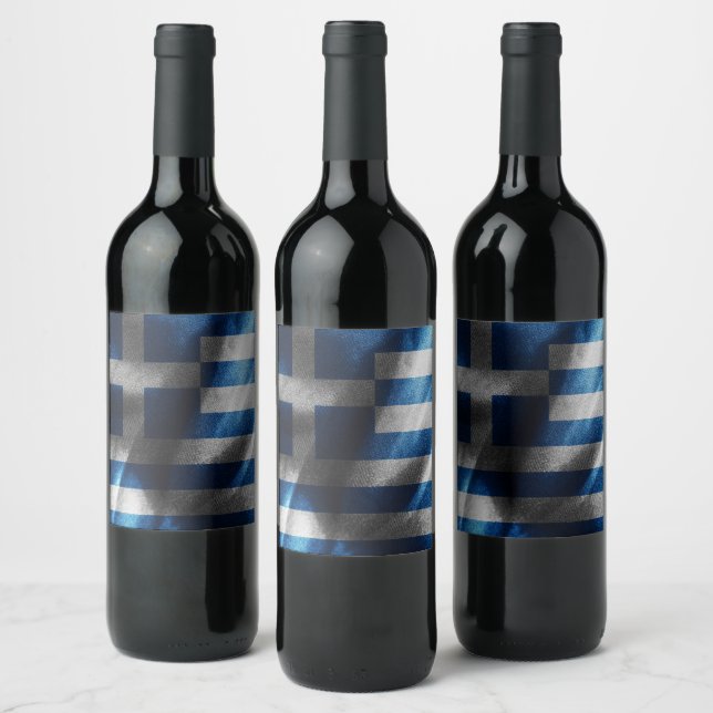 Greece silk flag wine label