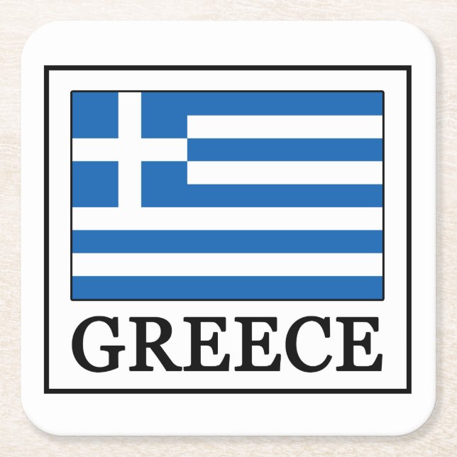 Greece Square Paper Coaster (Front)